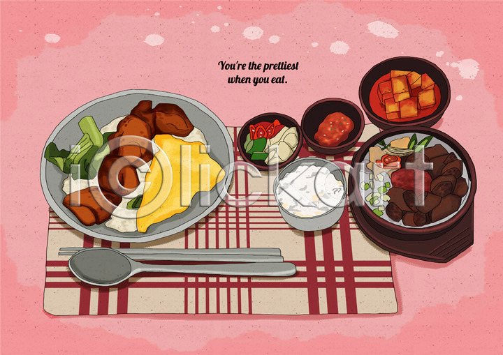 사람없음 PSD 일러스트 고추 국내일러스트 깍두기 마늘 밥 소스(음식) 순대 숟가락 식탁보 양념 젓가락 카레 크림찹스테이크 파 플레이팅