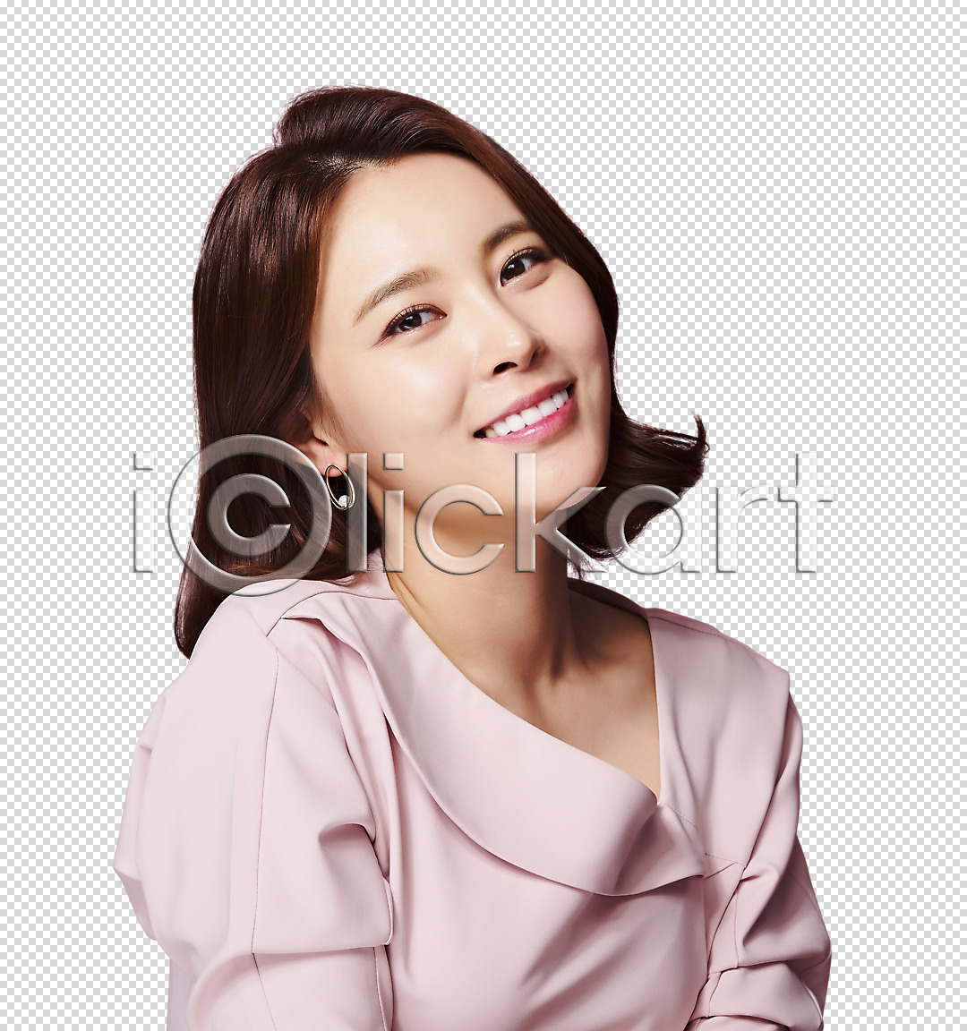 20대 성인 성인여자한명만 여자 한국인 한명 PNG 편집이미지 누끼 단발머리(미용) 미소(표정) 상반신 웃음 응시 의료성형뷰티 편집 편집소스