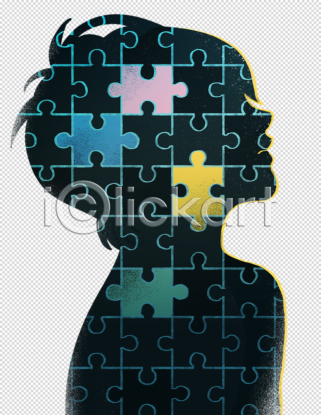 소년 소년한명만 어린이 한명 PNG 실루엣 옆모습 편집이미지 누끼 상반신 자폐증 퍼즐 편집 편집소스