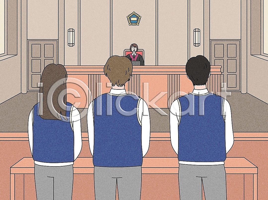 남자 성인 여러명 여자 청소년 AI(파일형식) 일러스트 교복 국내일러스트 단상 법률가 법원 상반신 서기 재판 재판소 판결 판사 학생