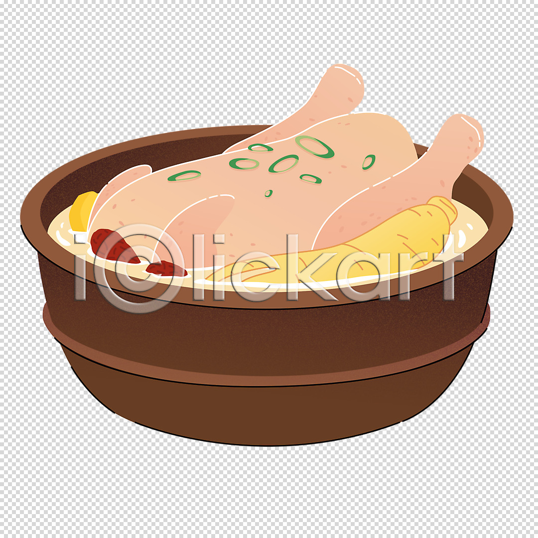 사람없음 PNG 편집이미지 건강 누끼 닭고기 대추 뚝배기 밤(견과류) 보양식 복날 삼계탕 인삼 한식