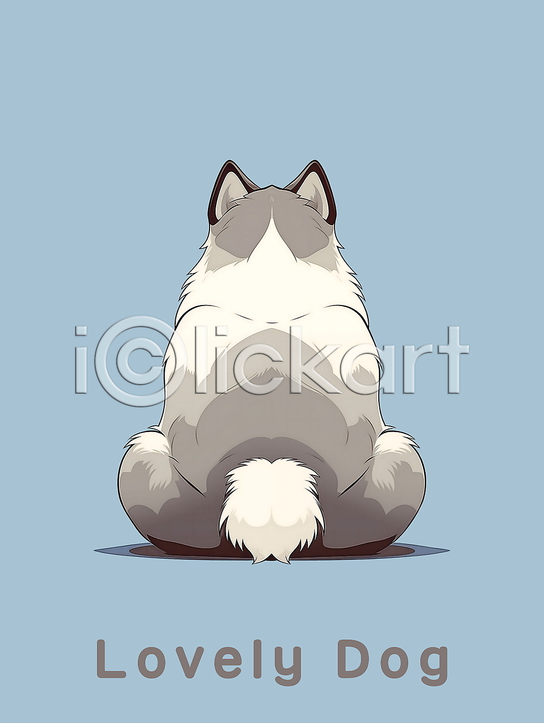 귀여움 사람없음 PSD 뒷모습 편집이미지 강아지 개 시베리안허스키 이미지편집 한마리 회색