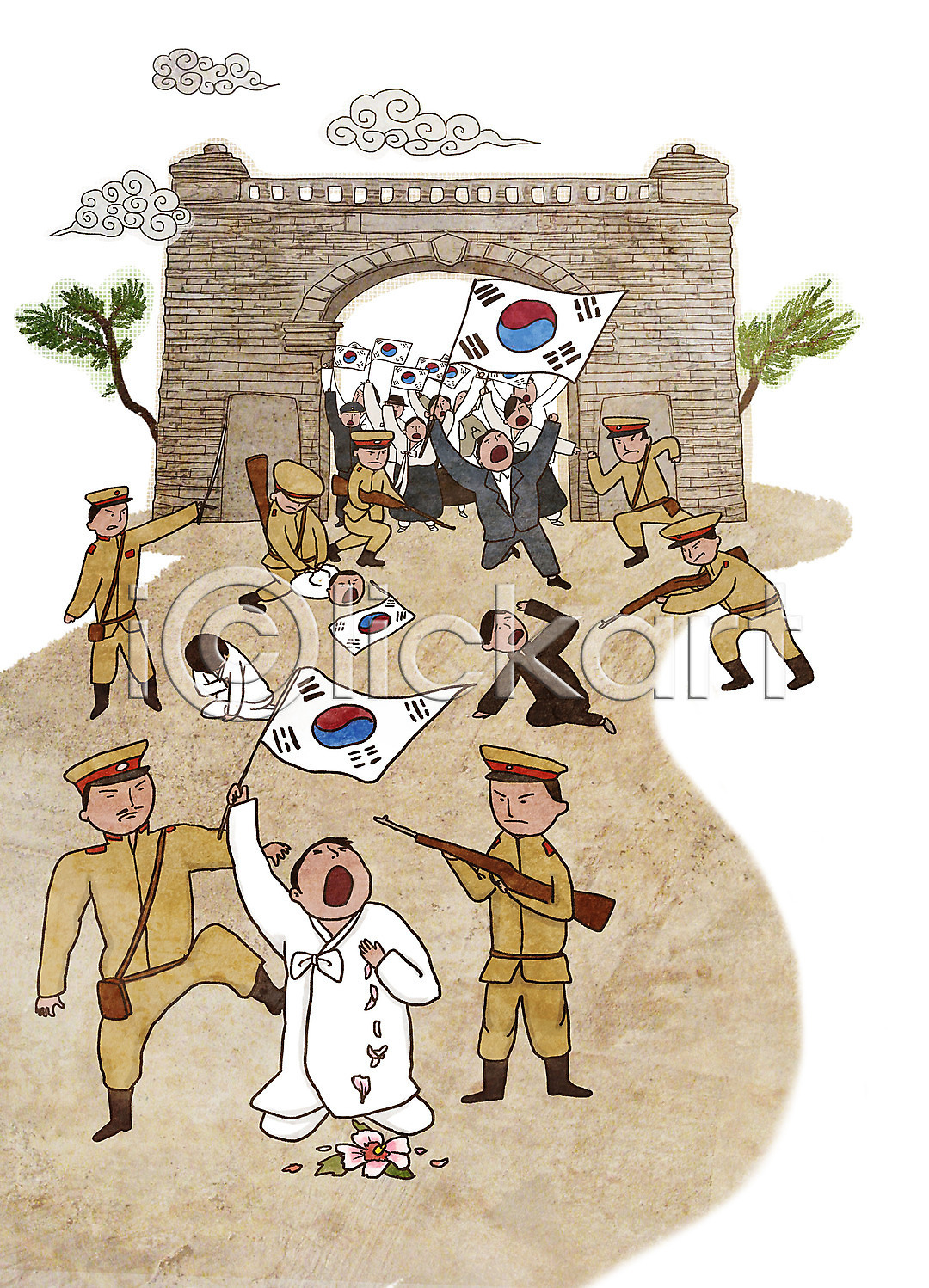 남자 여러명 여자 PSD 일러스트 건물 광복 광복절 국내일러스트 나무 독립 독립문 독립운동 독립운동가 만세 무궁화 삼일절 시위 역사 일본군 일본순사 일제강점기 전신 총 태극기 한국