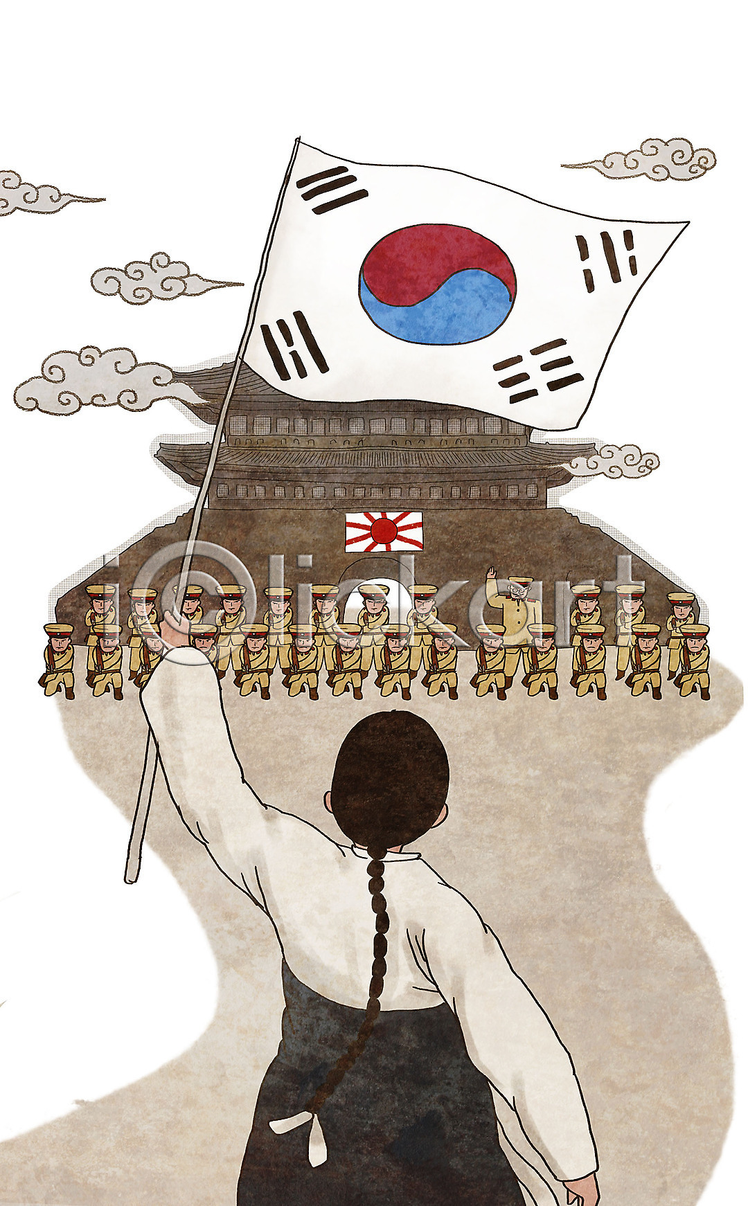 남자 여러명 여자 PSD 일러스트 건물 광복 광복절 국기 국내일러스트 독립 독립운동 독립운동가 만세 삼일절 시위 역사 유관순 일본군 일본순사 일제강점기 전신 총 태극기 한국