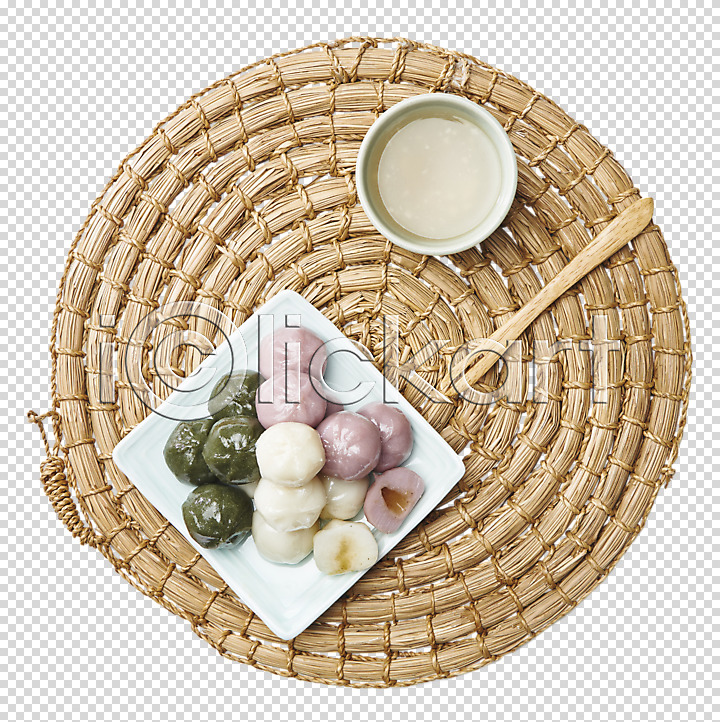 사람없음 PNG 편집이미지 꿀떡 나무포크 누끼 디저트 식혜 실내 여러개 쟁반 편집 편집소스