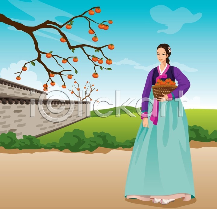 사람 성인 성인만 성인여자만 여자 여자만 여자한명만 한명 AI(파일형식) 일러스트 감 감나무 감따기 과일 구름(자연) 국내일러스트 나무 담장 명절 문화 미소(표정) 바구니 서기 식물 열매 웃음 전신 전통 전통문화 전통의상 하늘 한국문화 한국전통 한복