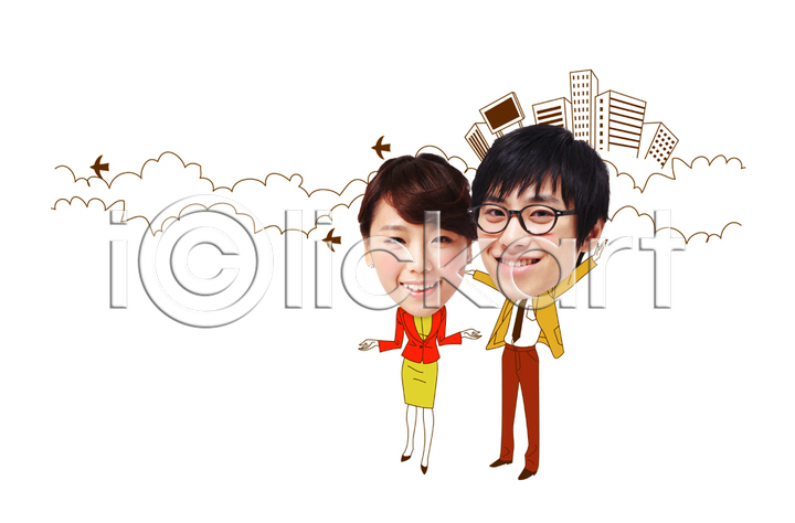 남자 두명 사람 성인 성인만 여자 한국인 PSD 앞모습 편집이미지 포토일러 SD캐릭터 광고편집 구름(자연) 미소(표정) 비즈니스 비즈니스맨 비즈니스우먼 빌딩 이미지편집 인물미니어처 전신 정장 조류 캐릭터