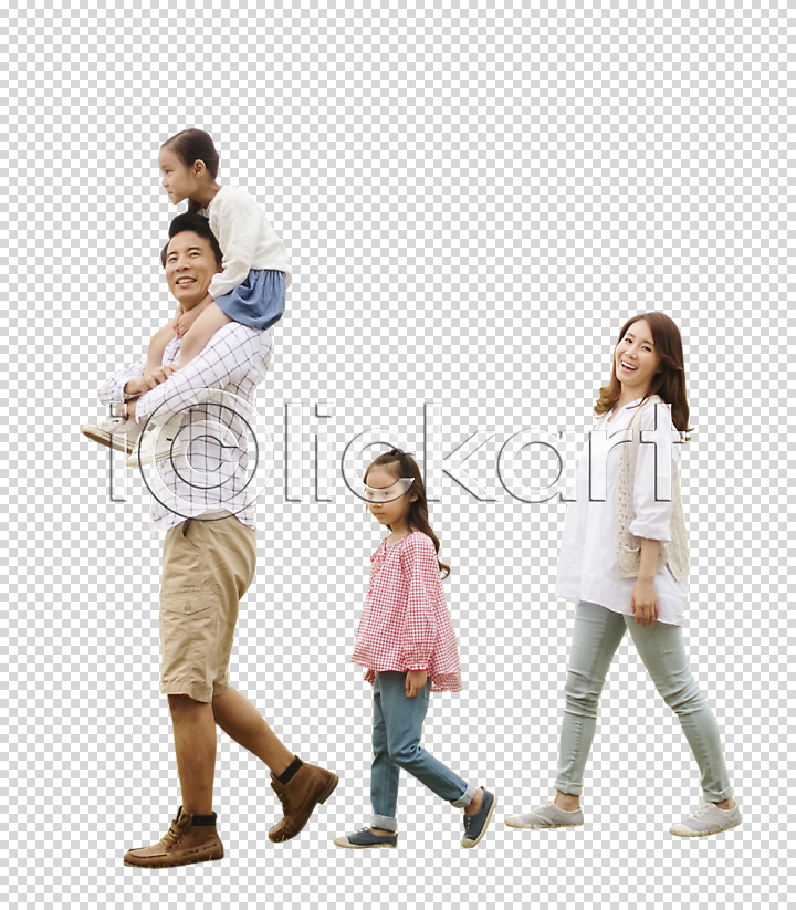 남자 동양인 성인 소녀(어린이) 여러명 여자 한국인 PNG 옆모습 편집이미지 가족 가족라이프 딸 목말 서기 아빠 엄마 웃음 전신 편집 편집소스